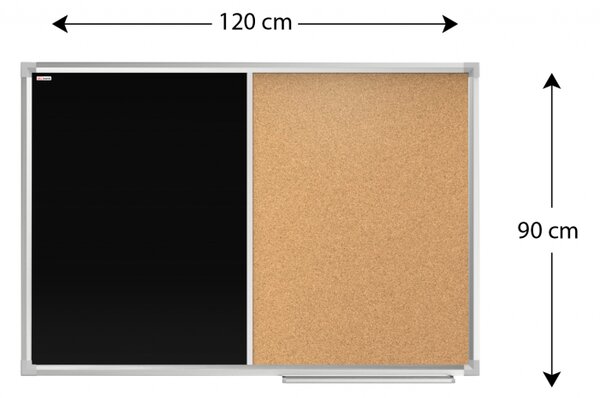 Allboards,Korková a magnetická křídová tabule COMBI v hliníkovém rámu - 120x90 cm,CO129BKB