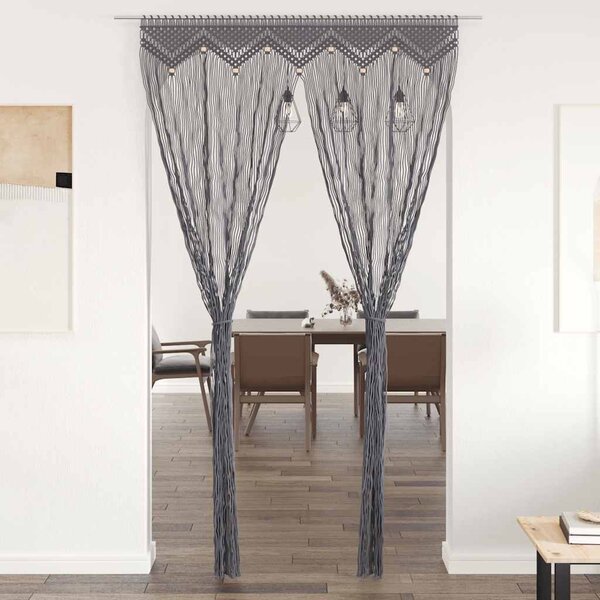 Macramé závěs antracitový 140 x 240 cm bavlna