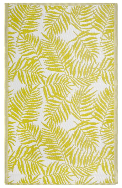 Oboustranný venkovní koberec s motivem palmových listů v žluté barvě 120 x 180 cm KOTA