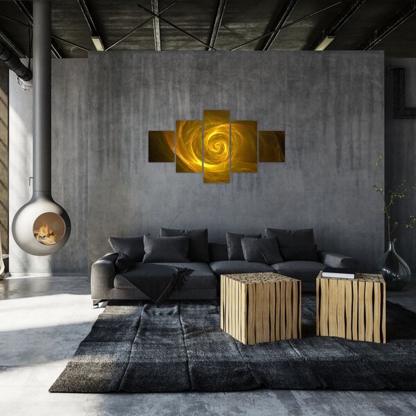 Obraz abstraktní žluté spirály (125x70 cm)