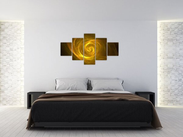 Obraz abstraktní žluté spirály (125x70 cm)
