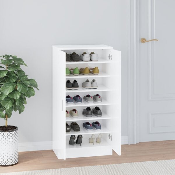Botník bílý s vysokým leskem 55x35x108 cm kompozitní dřevo