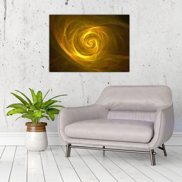 Obraz abstraktní žluté spirály (70x50 cm)