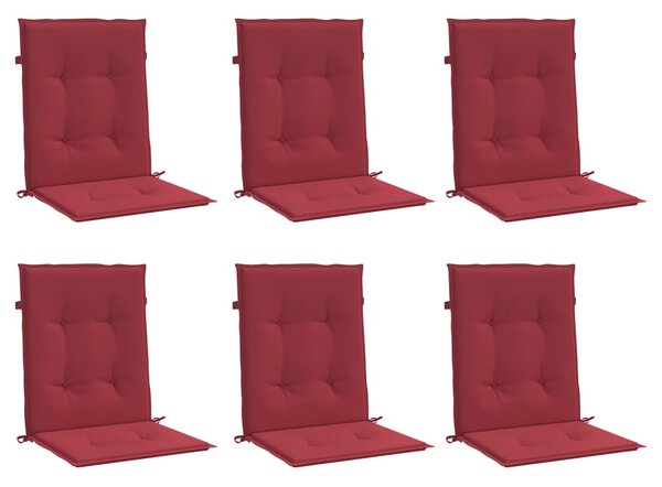Podušky na židli nízké opěradlo 6 ks vínové 100x50x3 cm oxford
