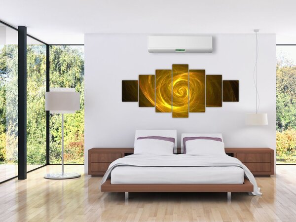 Obraz abstraktní žluté spirály (210x100 cm)