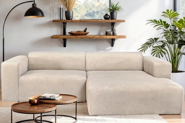 ROHOVÁ SEDAČKA, textil, krémová P & B - Sedací soupravy, Online Only