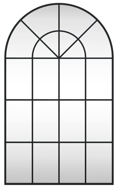 Nástěnné zrcadlo černé 60 x 100 cm oblouk železo