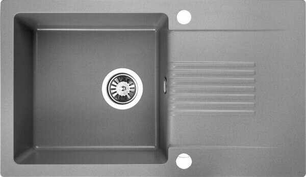 Laveo Celia, 1-komorový granitový dřez 760x440x185 mm s dlouhým odkapávačem, šedá, LAV-SBC_511T