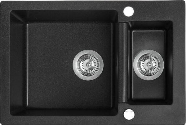 Laveo Celia, 1,5-komorový granitový dřez 650x440x195 mm, černá, LAV-SBC_730T