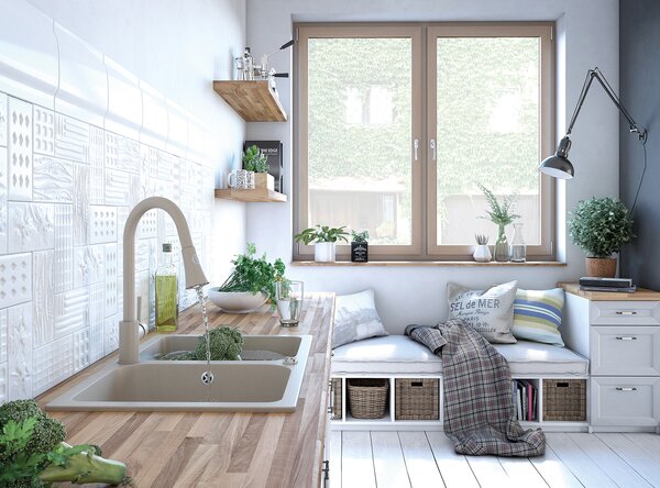 Laveo Celia, 2-komorový granitový dřez 760x480x184 mm, béžová, LAV-SBC_420T