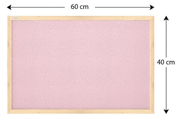 Allboards, korková tabule v dřevěném rámu 60x40 cm- PINK,TKPINK64D