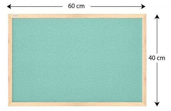 Allboards, korková tabule v dřevěném rámu 60x40 cm- MINT,TKMINT64D
