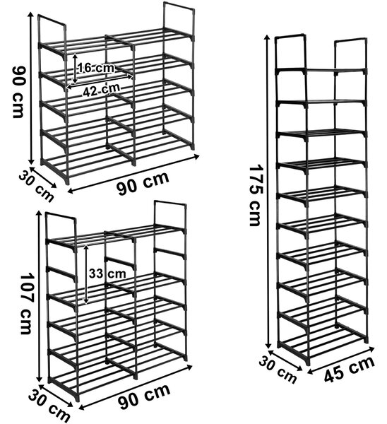 TZB Modulární botník Aron 90 cm černý