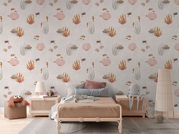 Dětská tapeta podmořský svět - Coral Garden White Materiál: Digitální eko vlies - klasická tapeta nesamolepicí