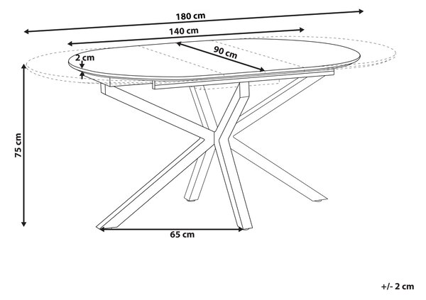 Rozkládací jídelní stůl MACQUARIE Hnědá 140/180 cm 90 cm