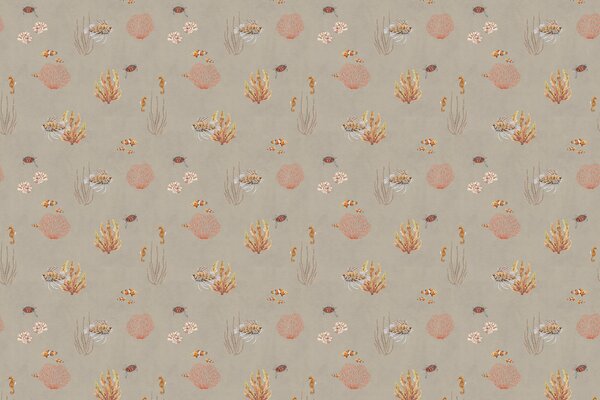 Dětská tapeta podmořský svět - Coral Garden Brown Materiál: Digitální eko vlies - klasická tapeta nesamolepicí