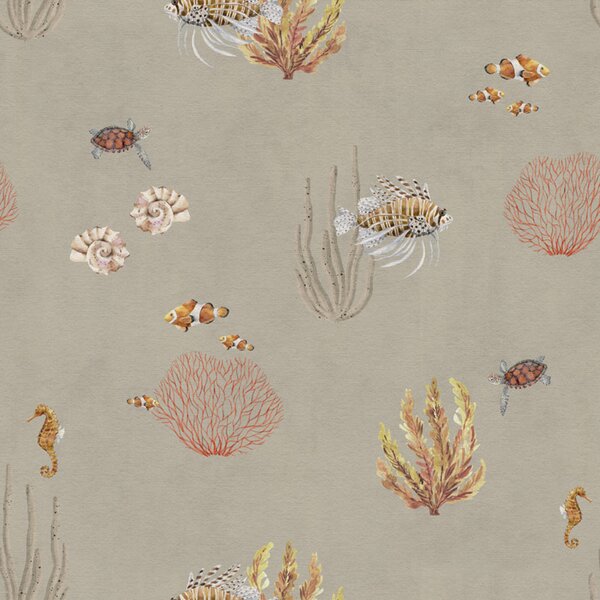 Dětská tapeta podmořský svět - Coral Garden Brown Materiál: Digitální eko vlies - klasická tapeta nesamolepicí