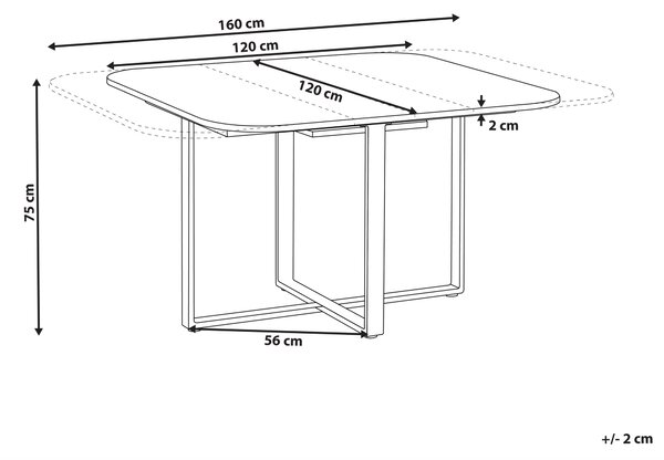 Rozkládací jídelní stůl COOPER Hnědá 120/160 cm 120 cm