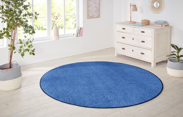 Hanse Home, Kusový koberec Nasty 101153 Blau kruh, 133x133 (průměr) kruh, modrá, chodba / předsíň