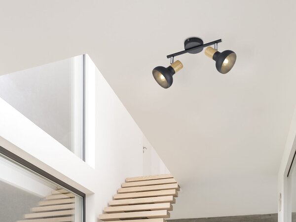 Trio Leuchten R81522032 LATIKA - Stropní lampa v černé barvě, 2 x E14 (Stropní dvouramenné bodové svítidlo v černé barvě)