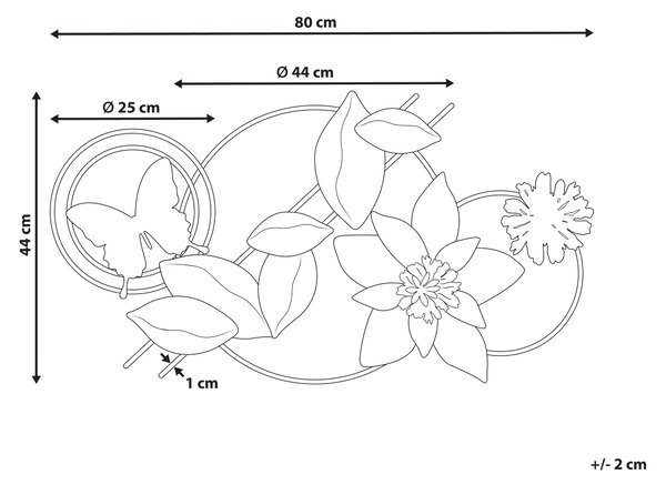 Závěsná ozdoba Květina THORIUM Kov 44 cm Pestrá