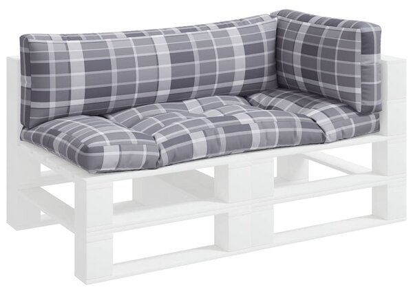Podušky na palety 3 ks šedé kostkované textil