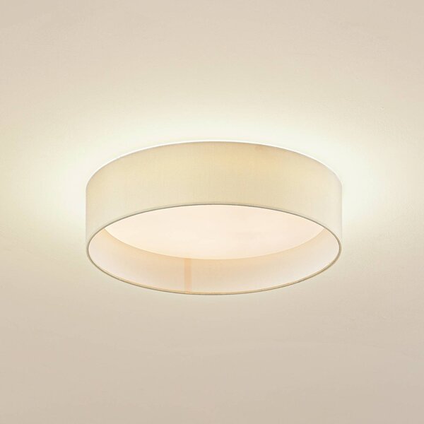 Lindby LED stropní svítidlo Eilif, tkanina, bílá, Ø 40 cm,, Krémová / jantar, Obývací pokoj / jídelna, Textil / tkanina / hedvábí, Moderní