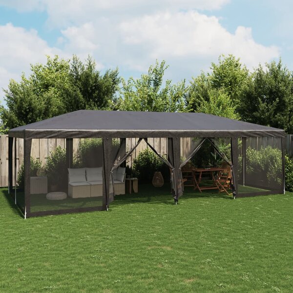 Party stan s 12 síťovanými bočnicemi antracitový 8 x 4 m HDPE