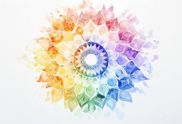 Fototapeta - Duhová mandala (245x170 cm)