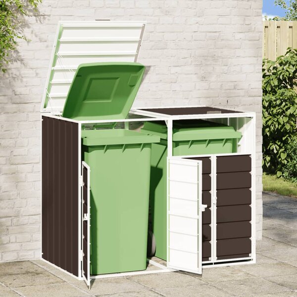 Box na 2 popelnice hnědý 144 x 81 x 113 cm ocel