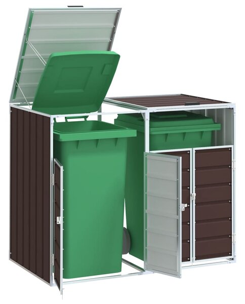 Box na 2 popelnice hnědý 144 x 81 x 113 cm ocel