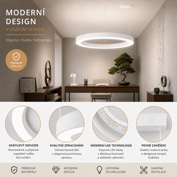 Immax NEO PASTEL SLIM Smart závěsné svítidlo 95 x 7cm 68W bílé Zigbee 3.0