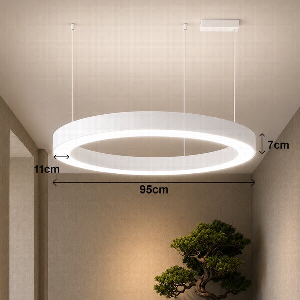 Immax NEO PASTEL SLIM Smart závěsné svítidlo 95 x 7cm 68W bílé Zigbee 3.0
