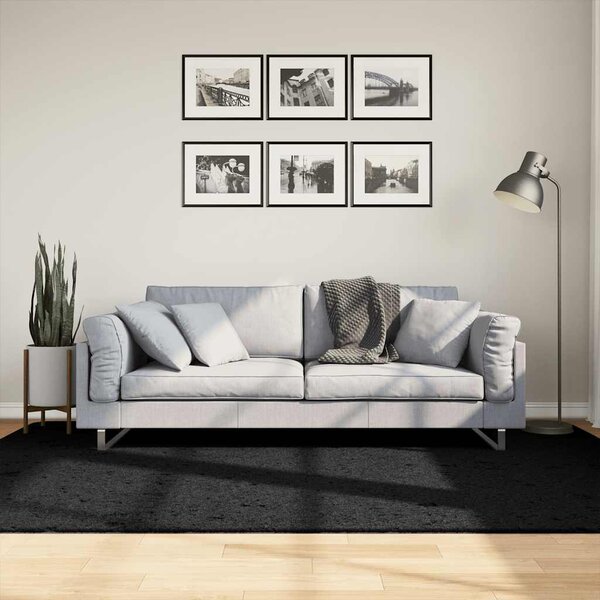 Koberec OVIEDO krátký vlas černý 160 x 230 cm