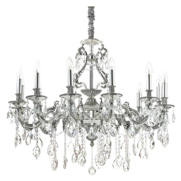 Ideal Lux-Křišťálový lustr na řetězu GIOCONDA 12xE14/40W/230V pr. 90 cm stříbrná