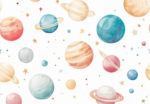 Fototapeta - Barevné planetky (245x170 cm)