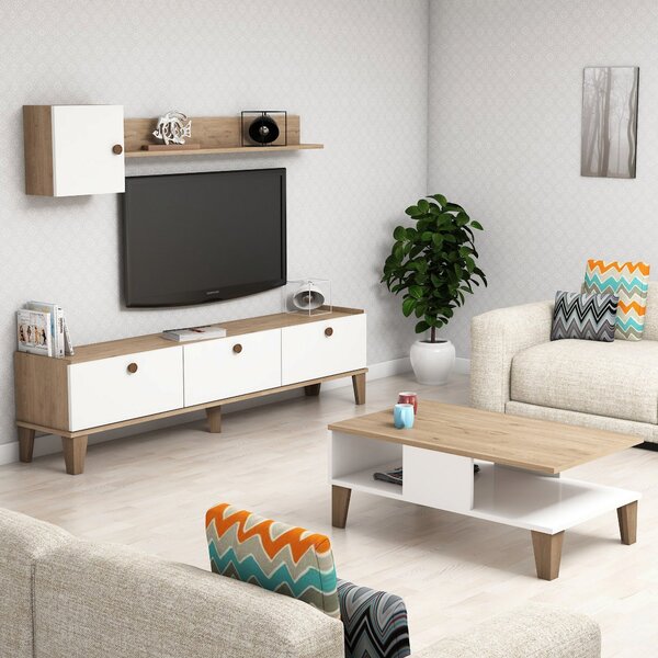 Kalune Design Sada nábytku do obývacího pokoje Sumer dub přírodní/bílá II
