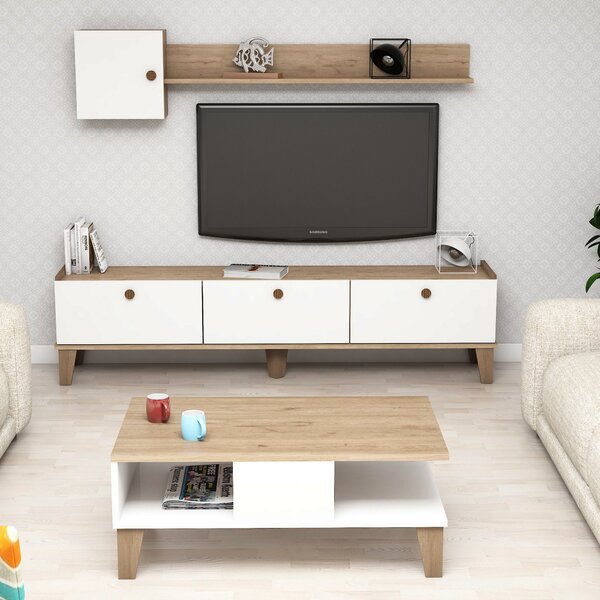 Kalune Design Sada nábytku do obývacího pokoje Sumer dub přírodní/bílá II