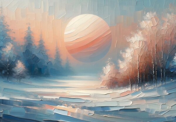 Fototapeta - Zimní západ slunce (245x170 cm)
