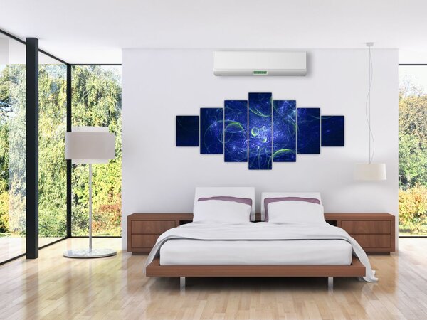 Obraz - modrá abstrakce (210x100 cm)