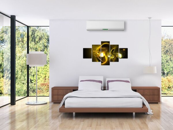 Abstraktní obraz žlutých koulí (125x70 cm)