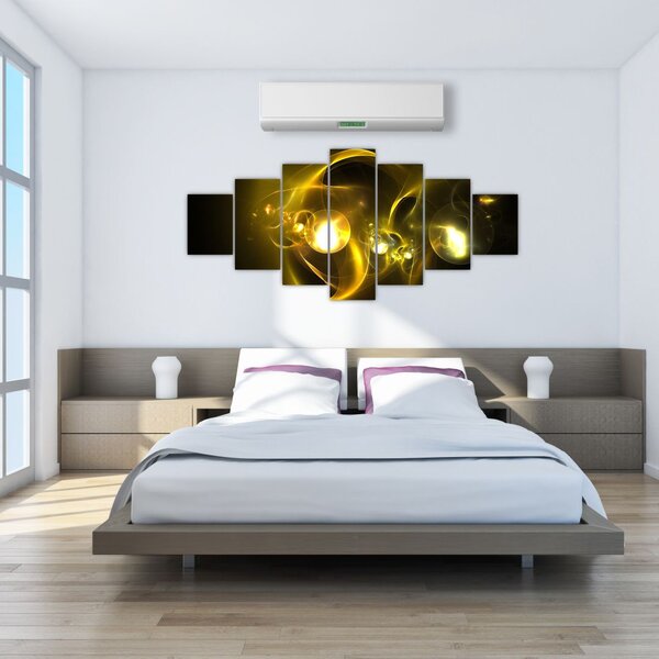 Abstraktní obraz žlutých koulí (210x100 cm)