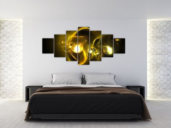 Abstraktní obraz žlutých koulí (210x100 cm)