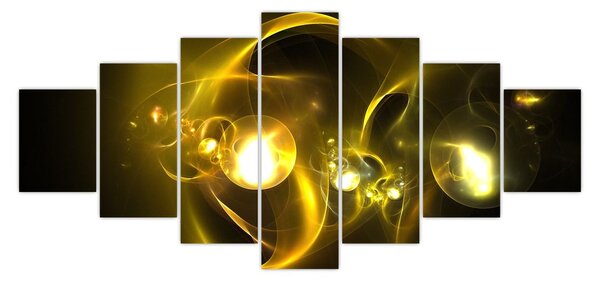 Abstraktní obraz žlutých koulí (210x100 cm)