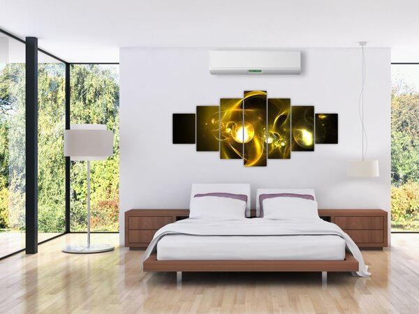 Abstraktní obraz žlutých koulí (210x100 cm)