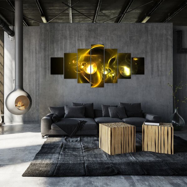 Abstraktní obraz žlutých koulí (210x100 cm)