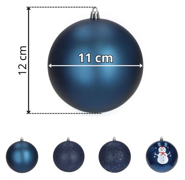 Vánoční baňky modré mix - 12 cm, sada 4ks CA1368