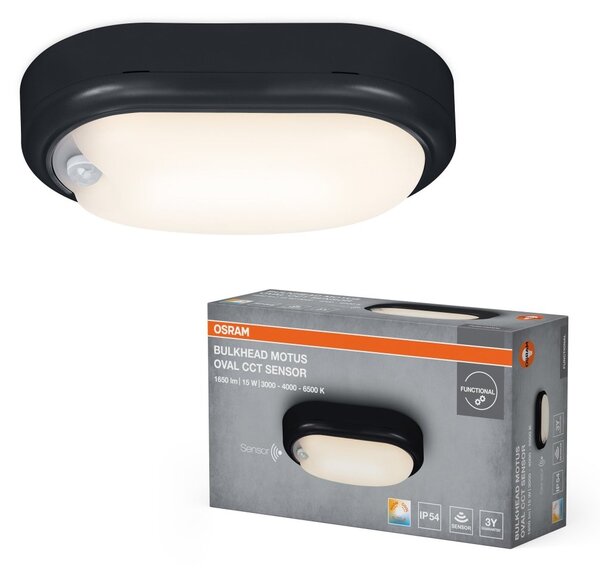 Stropní svítidlo Bulkhead Motus, černá, laditelná bílá, 15,00 W