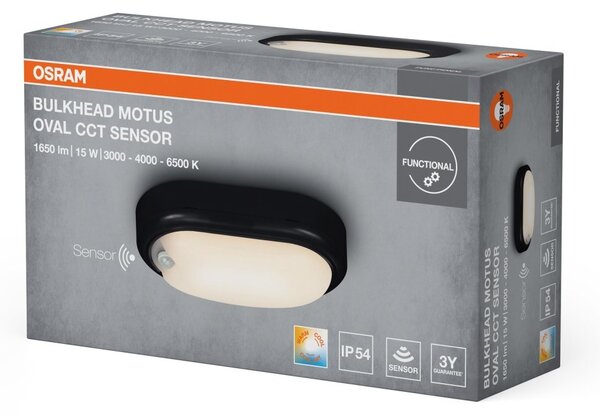 Stropní svítidlo Bulkhead Motus, černá, laditelná bílá, 15,00 W