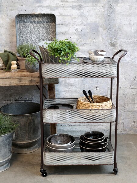 Zinkový antik plechový podnos s držadly Millo - 44*34*6 cm - Chic Antique
